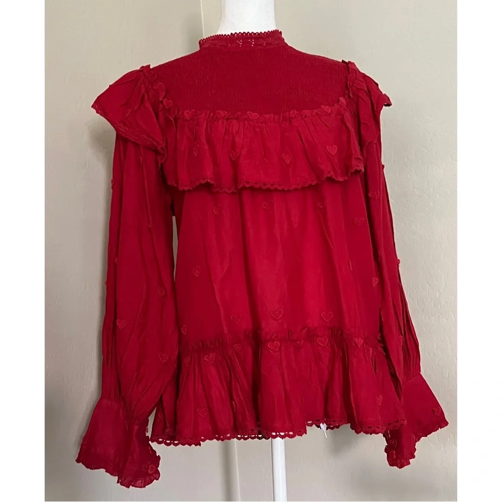 FARM Rio Red Ruffled Blouse - Picture 3 of 9